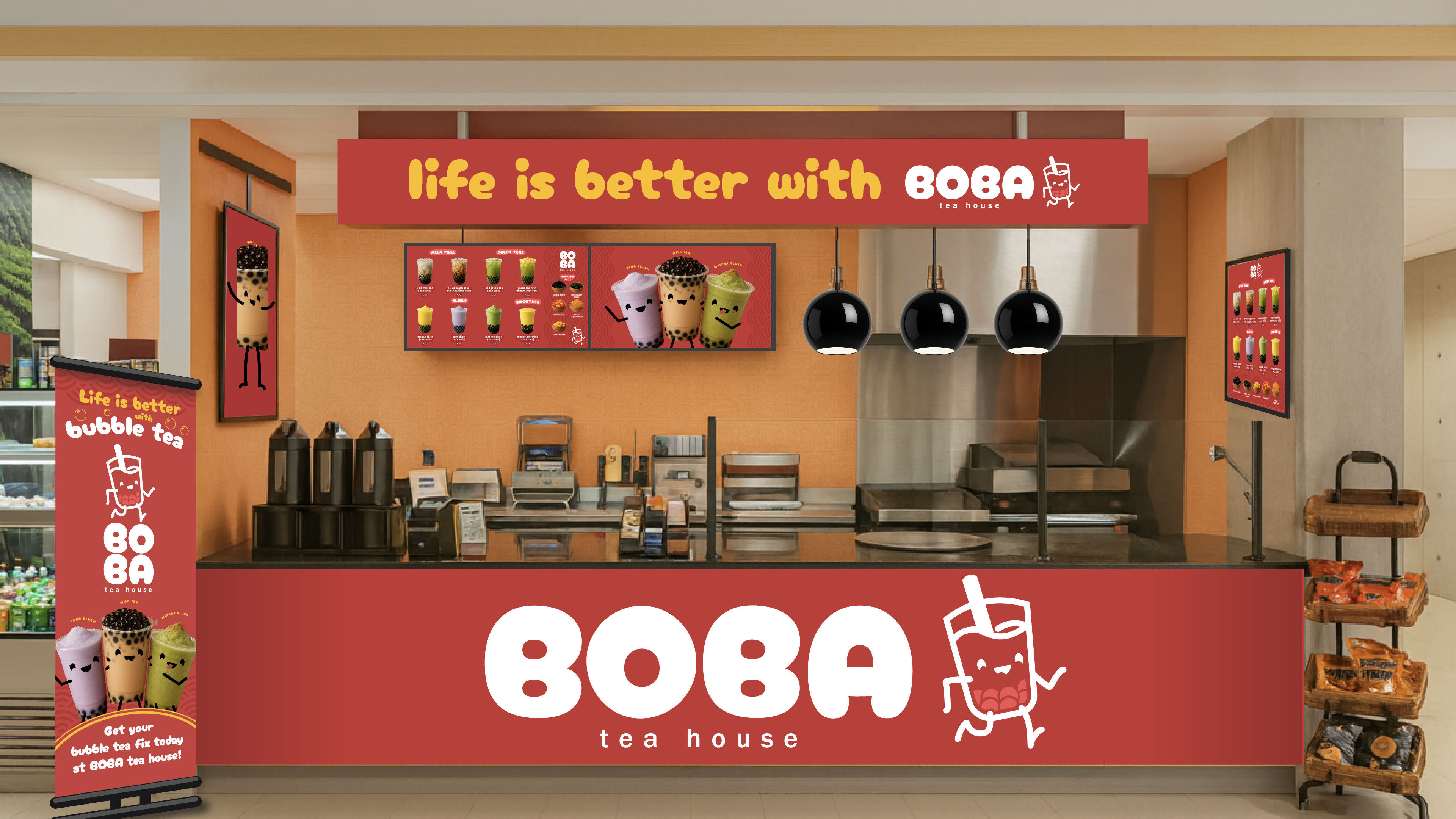 Boba Tea House complete branded concept